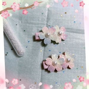 Handmade Hair Bows Hair Clips for Girls, bow-knot, Cherry blossoms，ballet dress